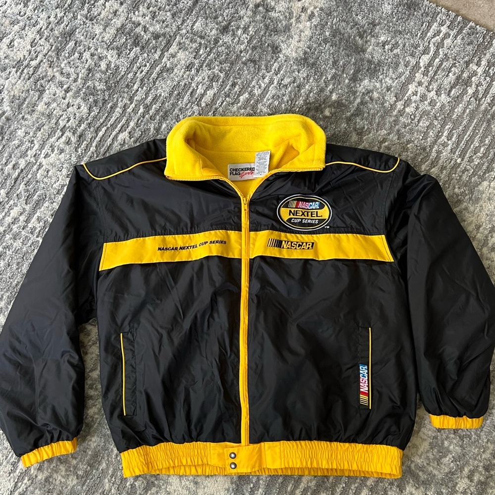 NASCAR Nextel Cup Series Checkered Flag Matt Black Windbreaker XL Full-Zip [C12]